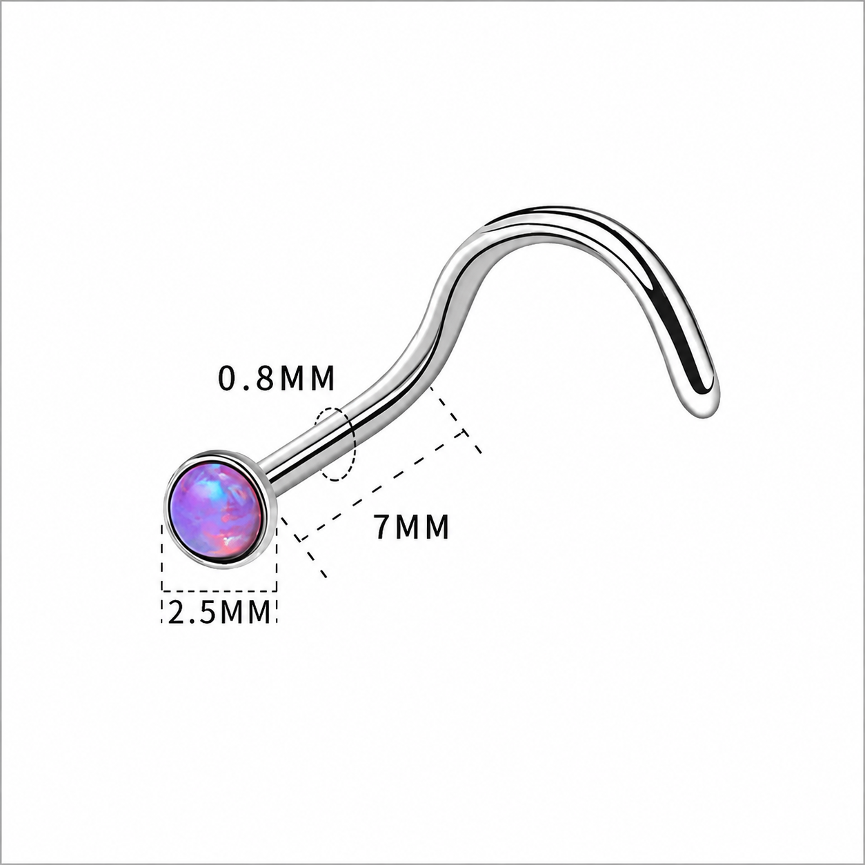 Opal Screw Nose Stud – 316L Surgical Steel