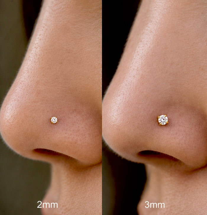 Screw Round CZ Nose Stud