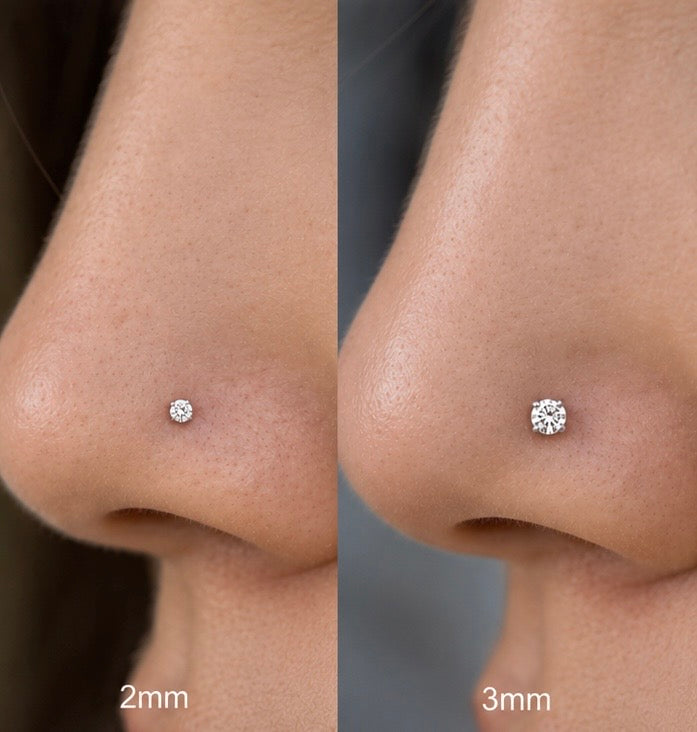 L Bend Round CZ Nose Stud
