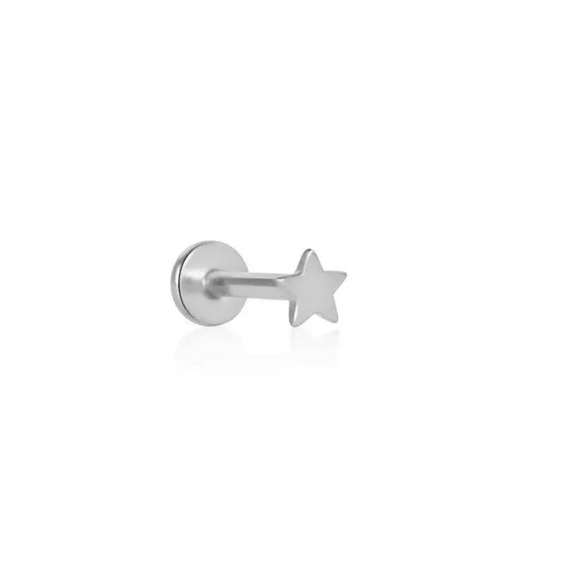 F136 Titanium Star Flat Back Stud