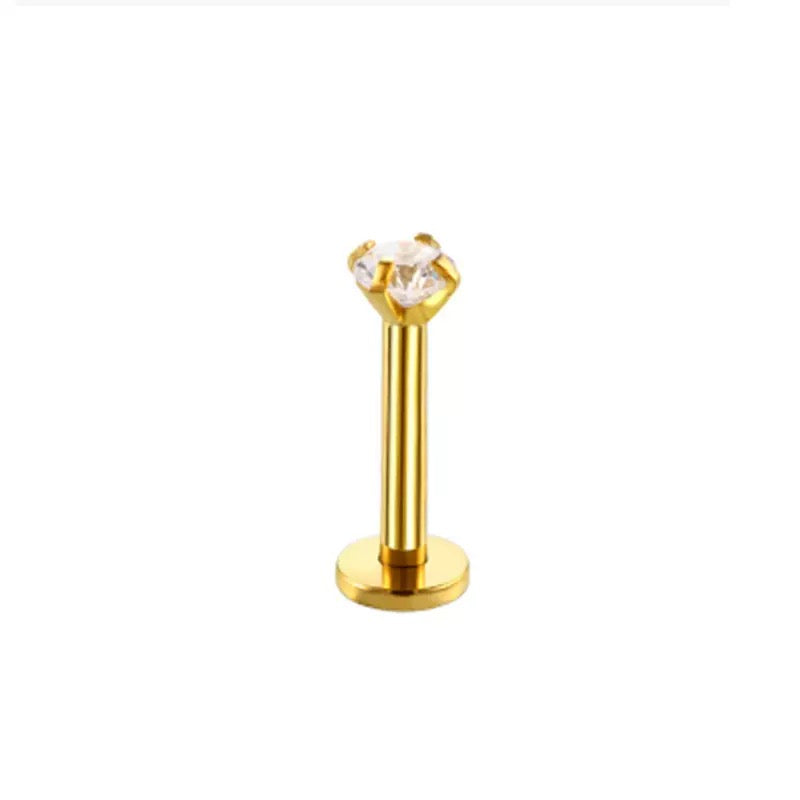 G23 Titanium Cubic Zirconia Flat Back Stud