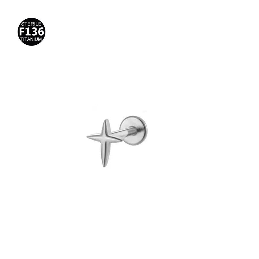 F136 Titanium North Star Flat Back Stud