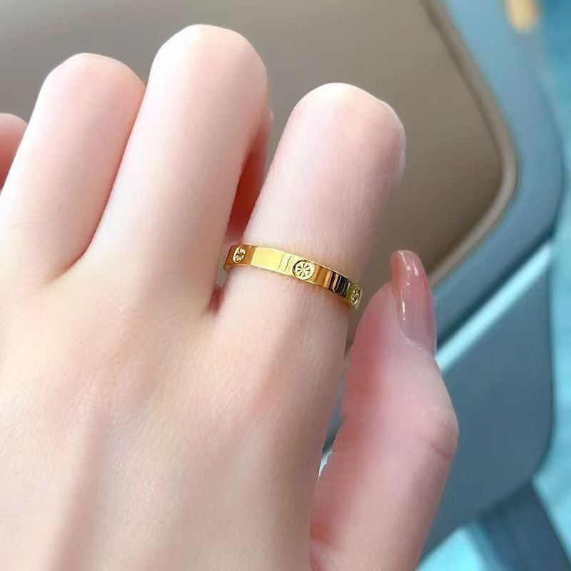 Floral Engraved Ring – Stainless Steel