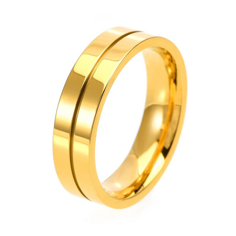 Stainless Steel Channel Set CZ Band Ring