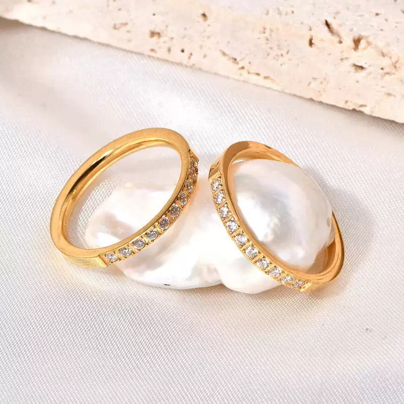 Stainless Steel Half Eternity CZ Ring