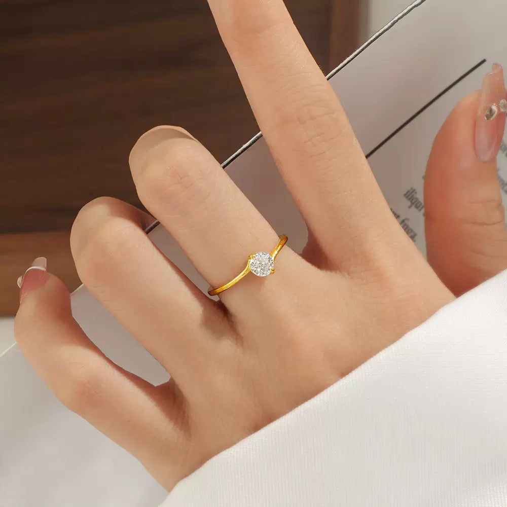 Stainless Steel Solitaire CZ Ring