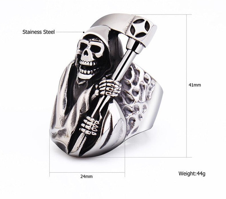 Stainless Steel Grim Reaper Ring