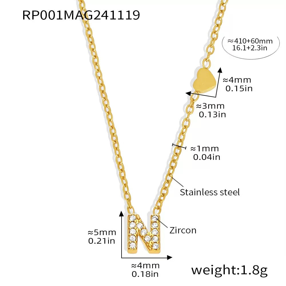 Stainless Steel Initial Letter Necklace