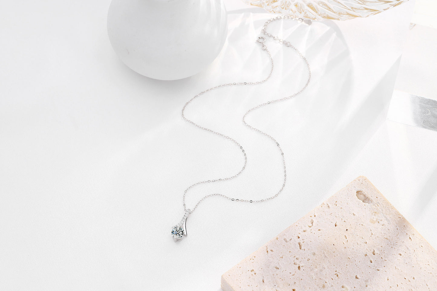 Sterling Silver CZ Drop Necklace