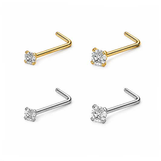 L Bend Round CZ Nose Stud