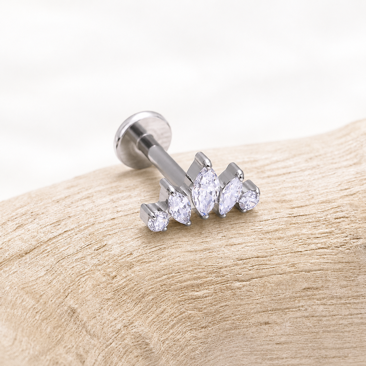 Titanium Crown CZ Flat Back Stud
