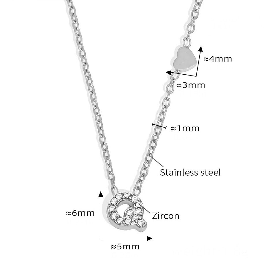 Stainless Steel Initial Letter Necklace - Silver