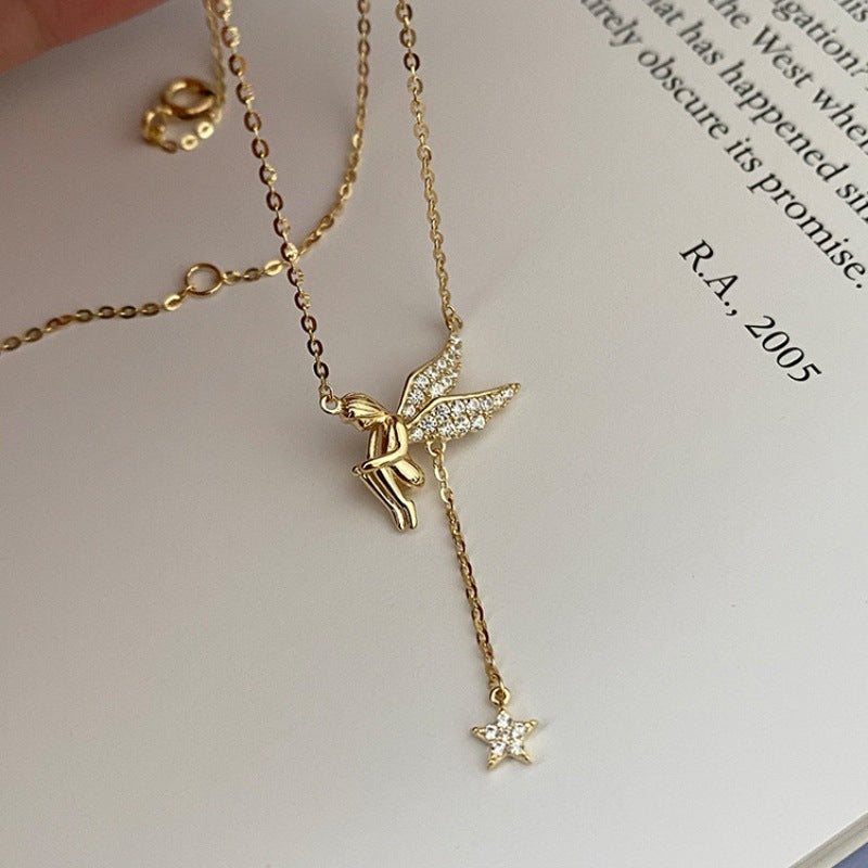 Sterling Silver Fairy Wings CZ Necklace
