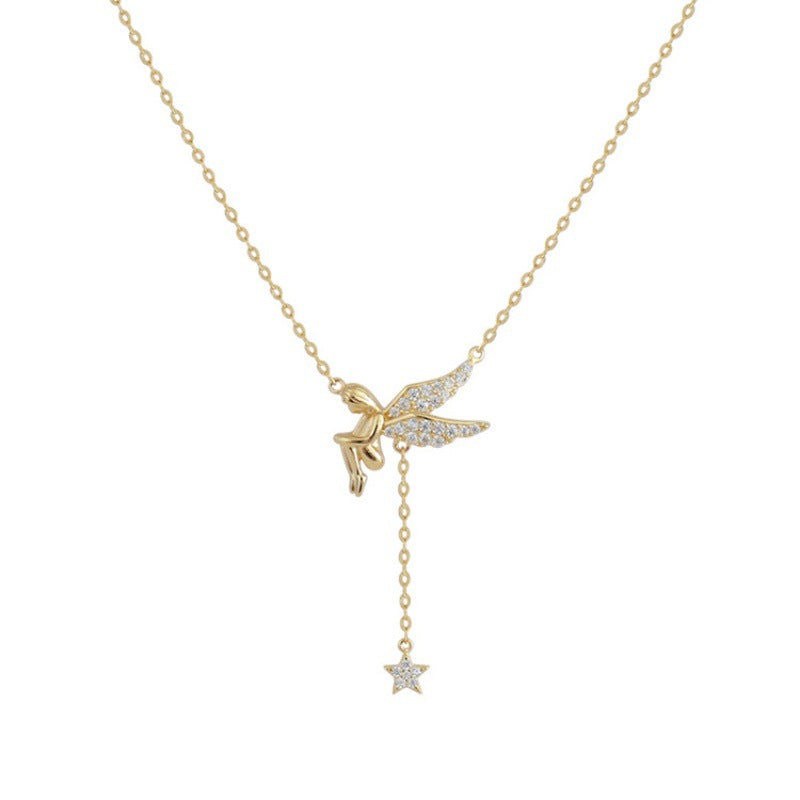 Sterling Silver Fairy Wings CZ Necklace