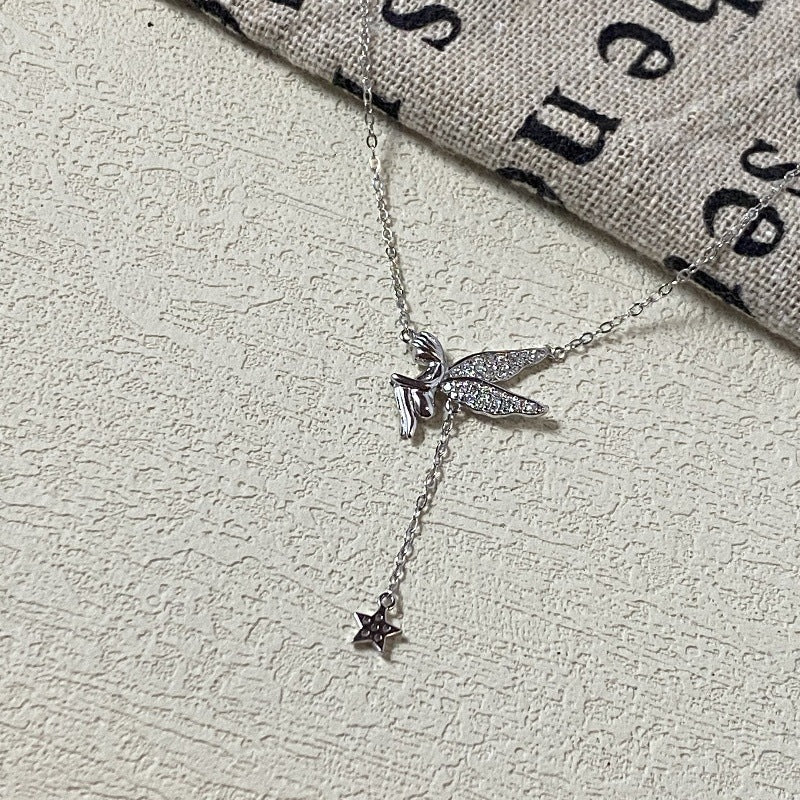 Sterling Silver Fairy Wings CZ Necklace