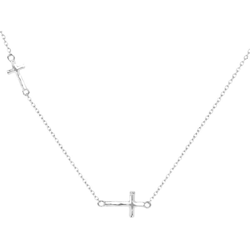 Sterling Silver Double Sideways Cross Necklace