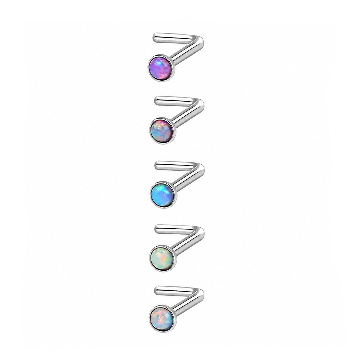 Opal L Bend Nose Stud – 316L Surgical Steel