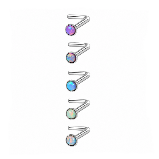 Opal L Bend Nose Stud – 316L Surgical Steel