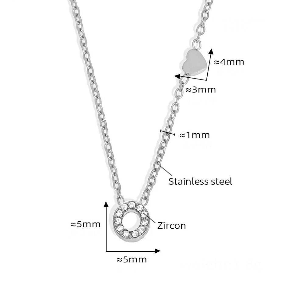 Stainless Steel Initial Letter Necklace - Silver