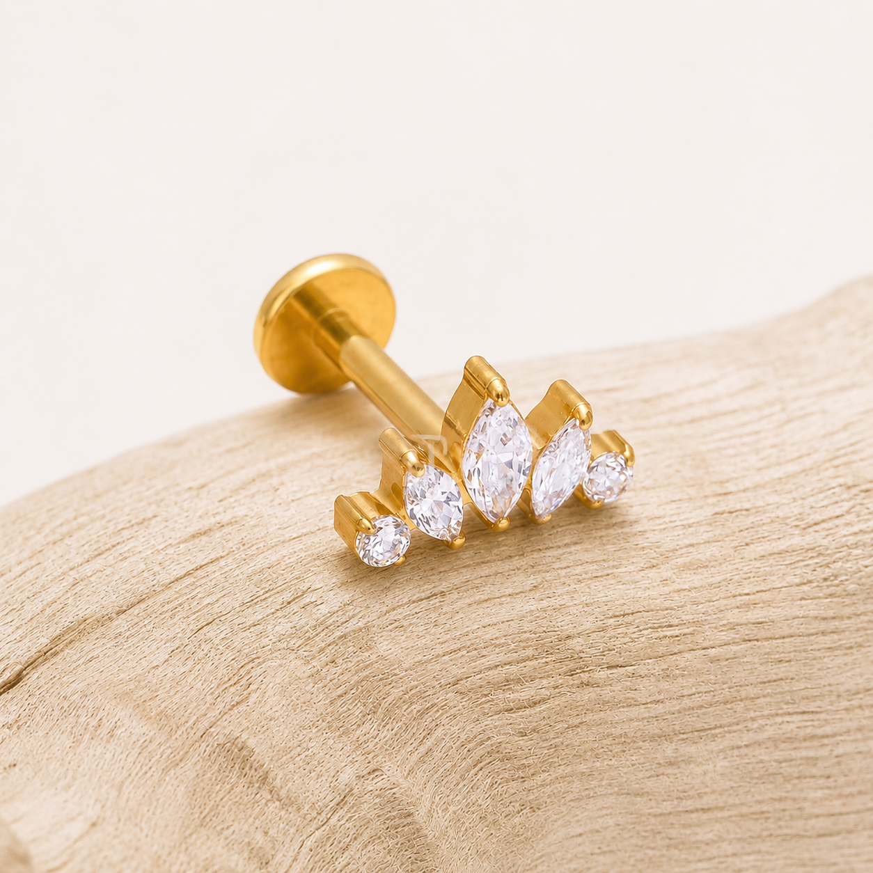 Titanium Crown CZ Flat Back Stud