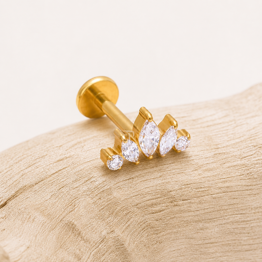 Titanium Crown CZ Flat Back Stud