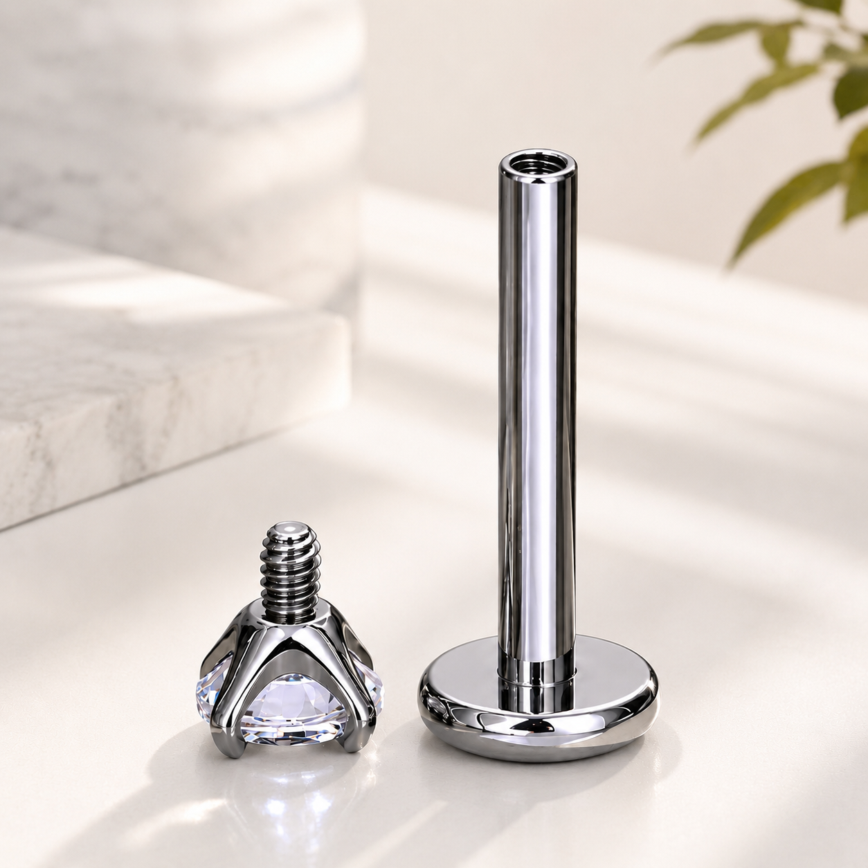 G23 Titanium Cubic Zirconia Flat Back Stud