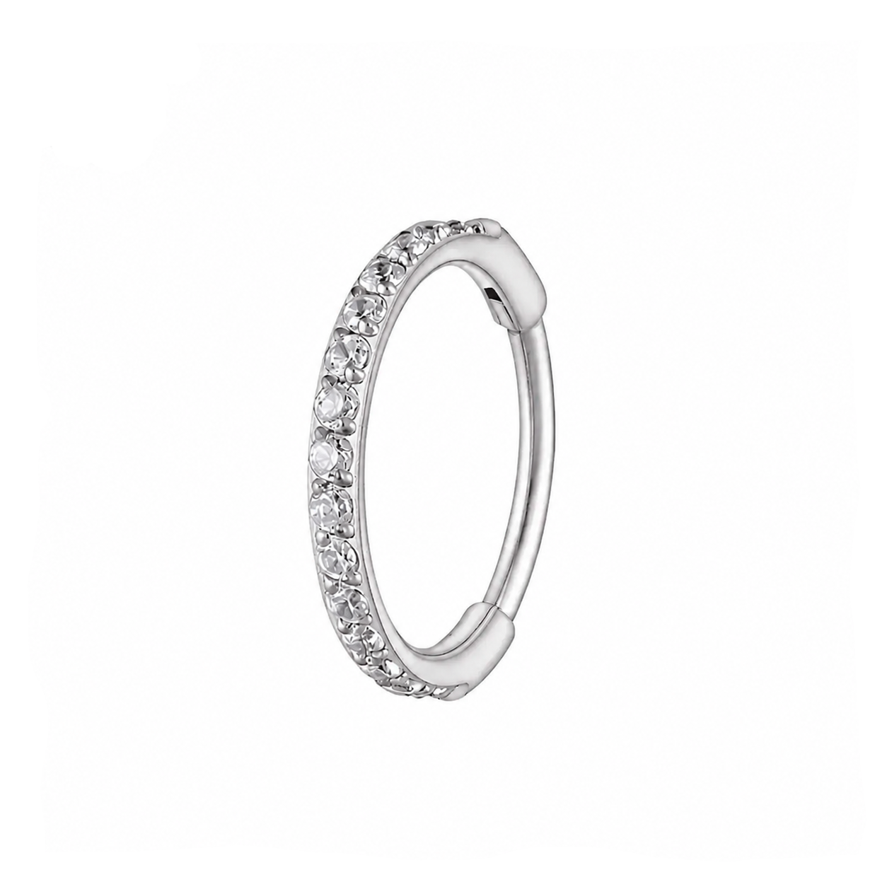 CZ Hinged Nose Hoop Ring – G23 Titanium