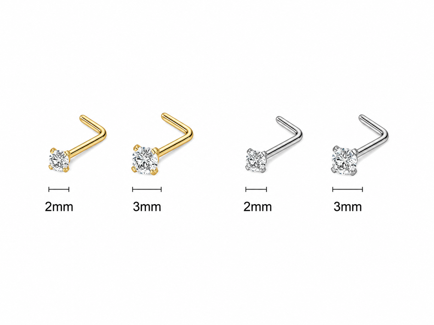 L Bend Round CZ Nose Stud