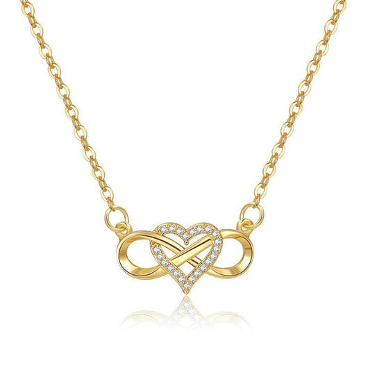 Sterling Silver Infinity with C.Z Heart Necklace