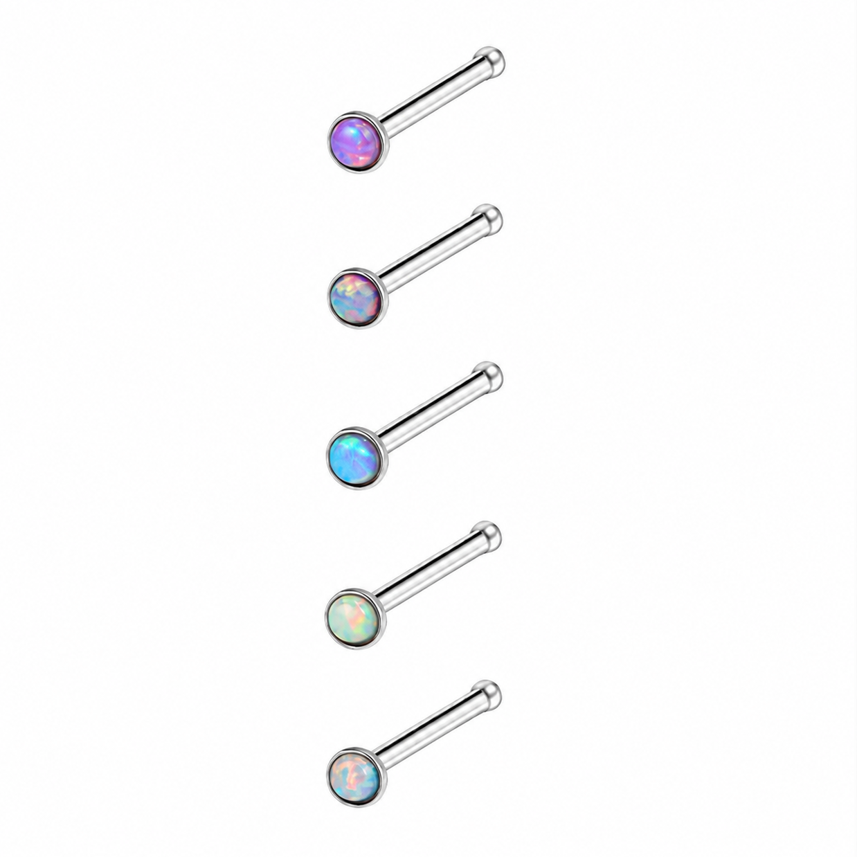 Opal Straight Nose Stud – 316L Surgical Steel