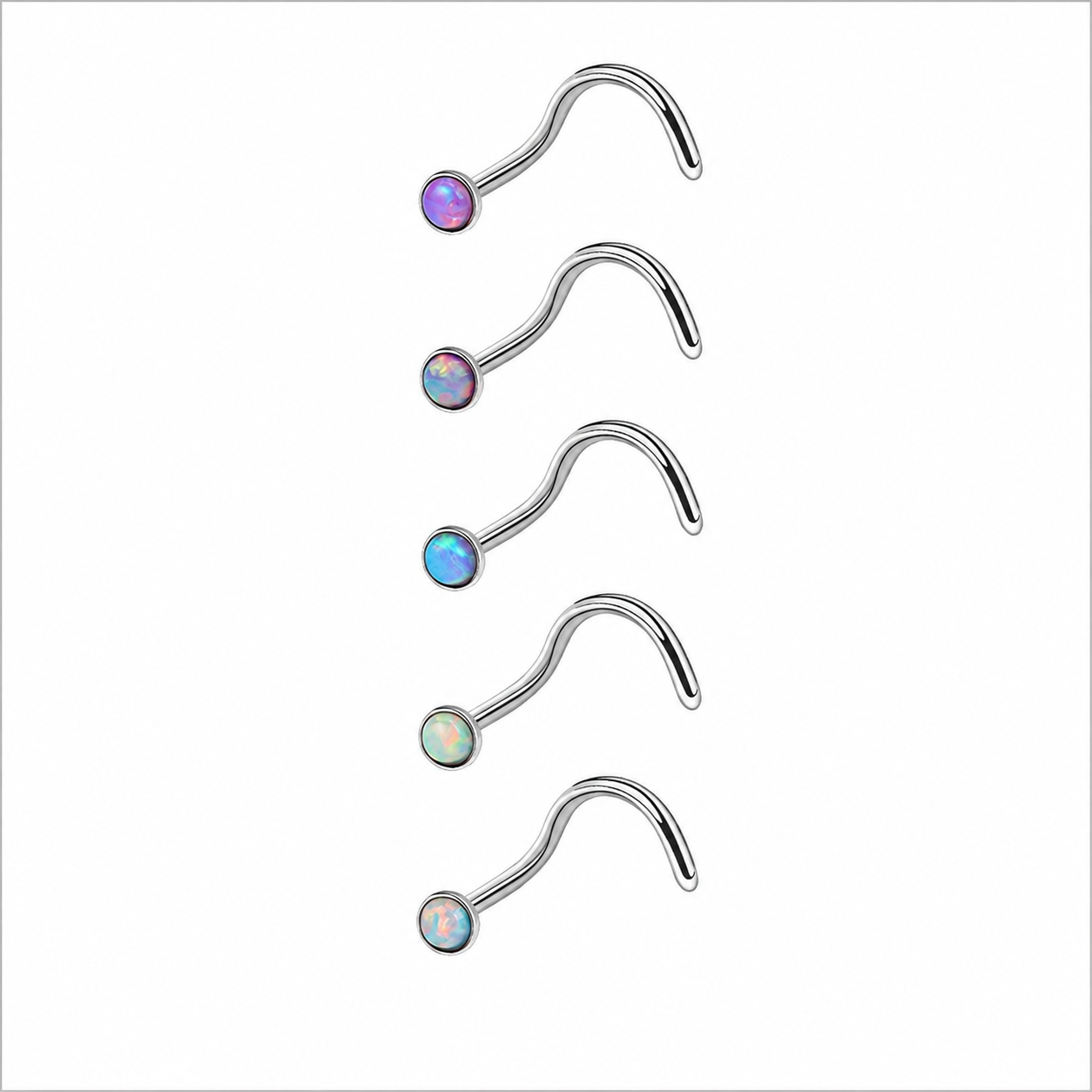 Opal Screw Nose Stud – 316L Surgical Steel