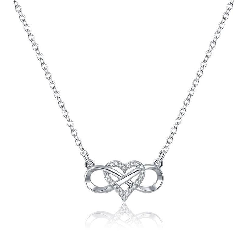 Sterling Silver Infinity with C.Z Heart Necklace