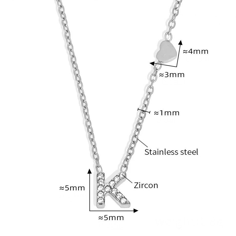 Stainless Steel Initial Letter Necklace - Silver