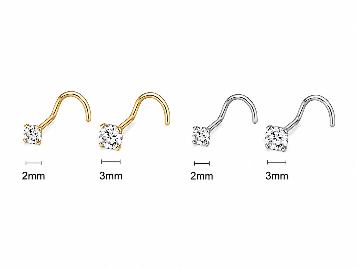 Screw Round CZ Nose Stud