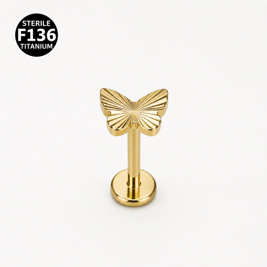 Titanium Butterfly Flat Back Stud