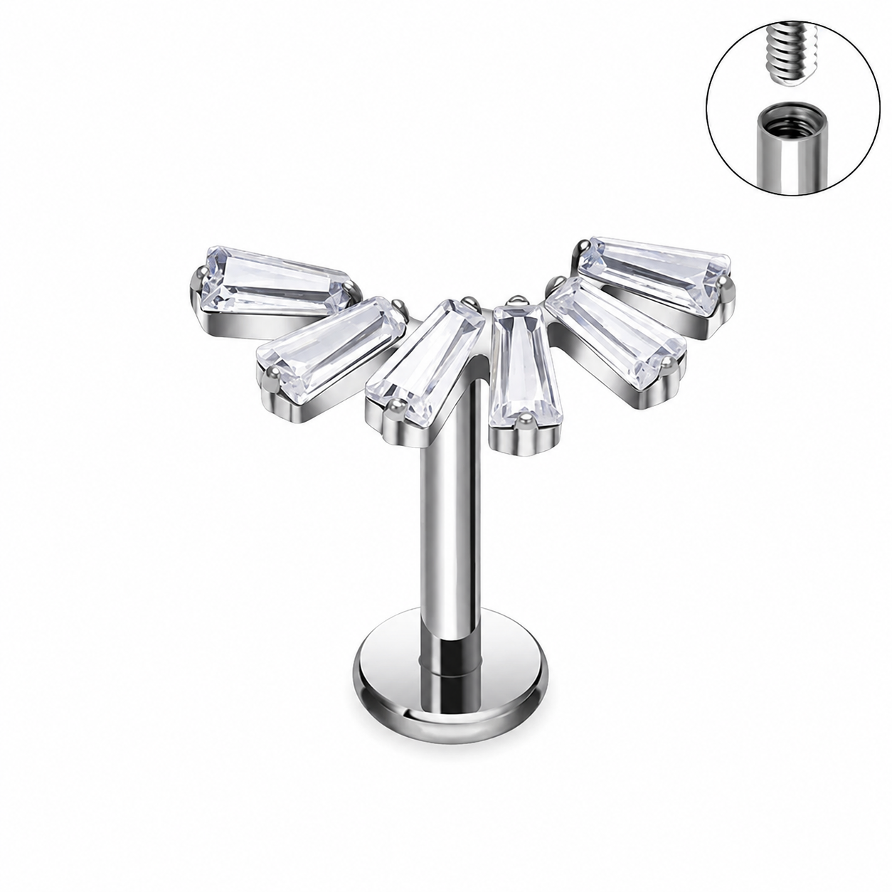 Titanium Fan CZ Flat Back Stud