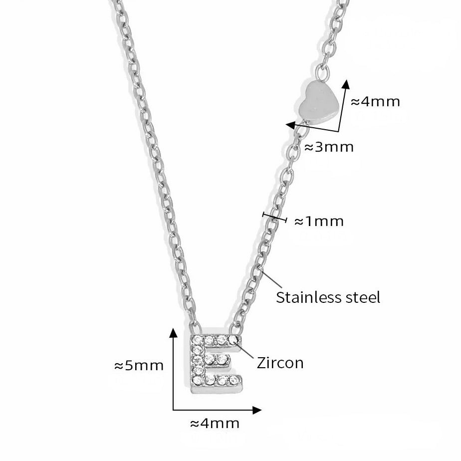 Stainless Steel Initial Letter Necklace - Silver