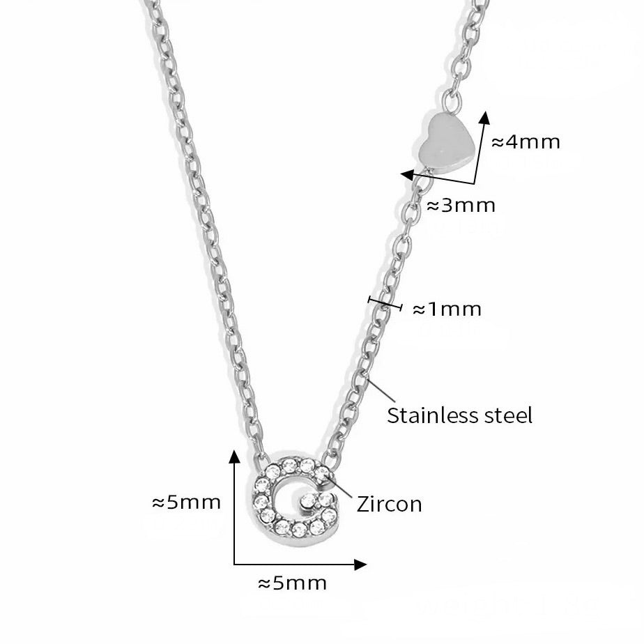 Stainless Steel Initial Letter Necklace - Silver