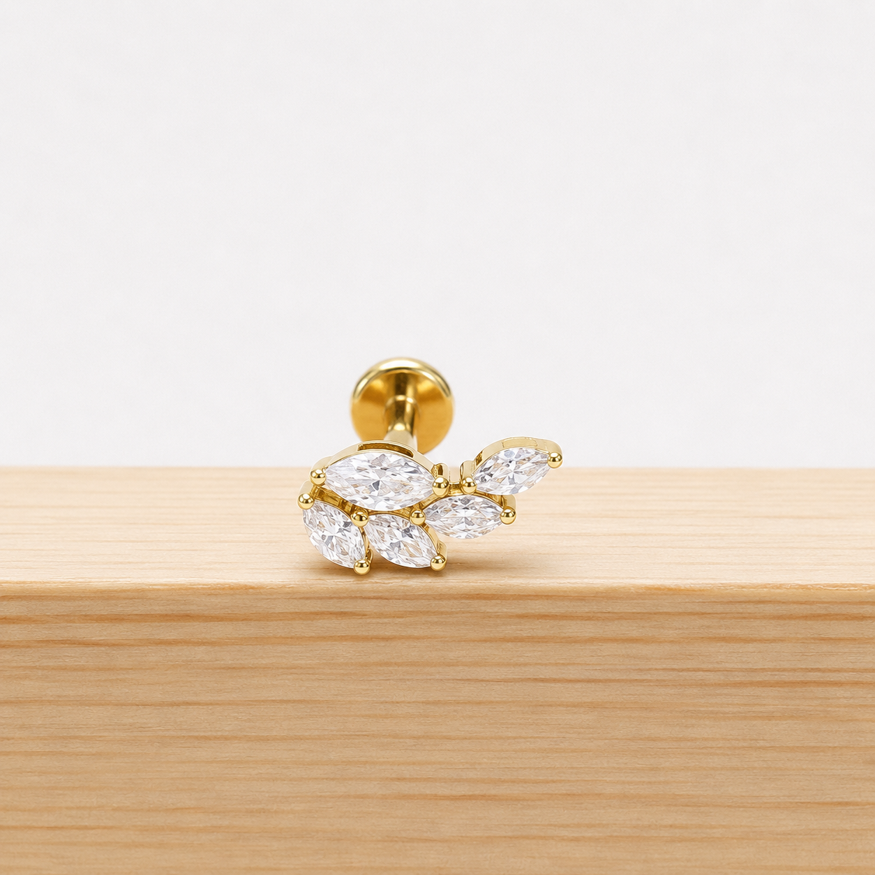 Titanium Laurel CZ Flat Back Stud
