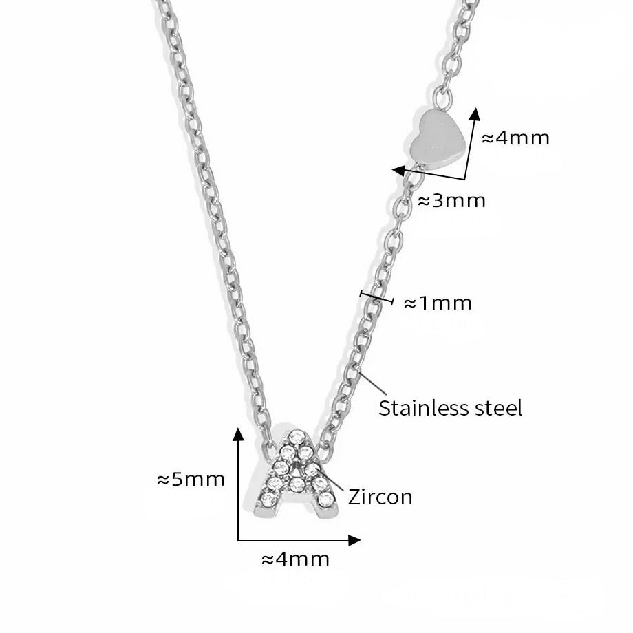 Stainless Steel Initial Letter Necklace - Silver