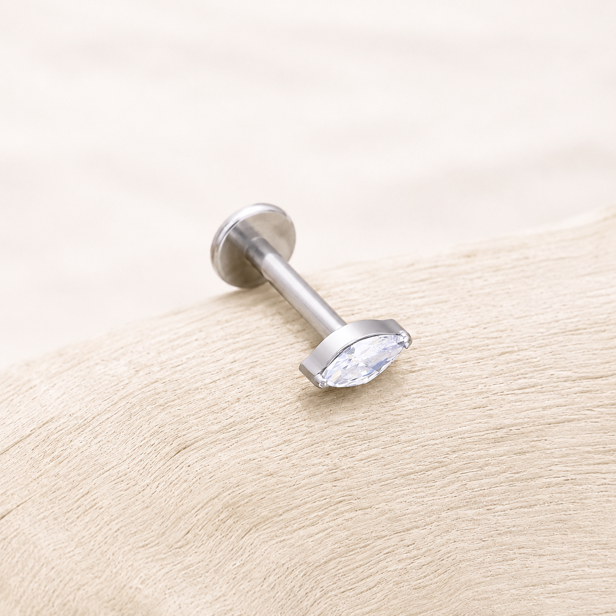 Titanium Marquise CZ Flat Back Stud