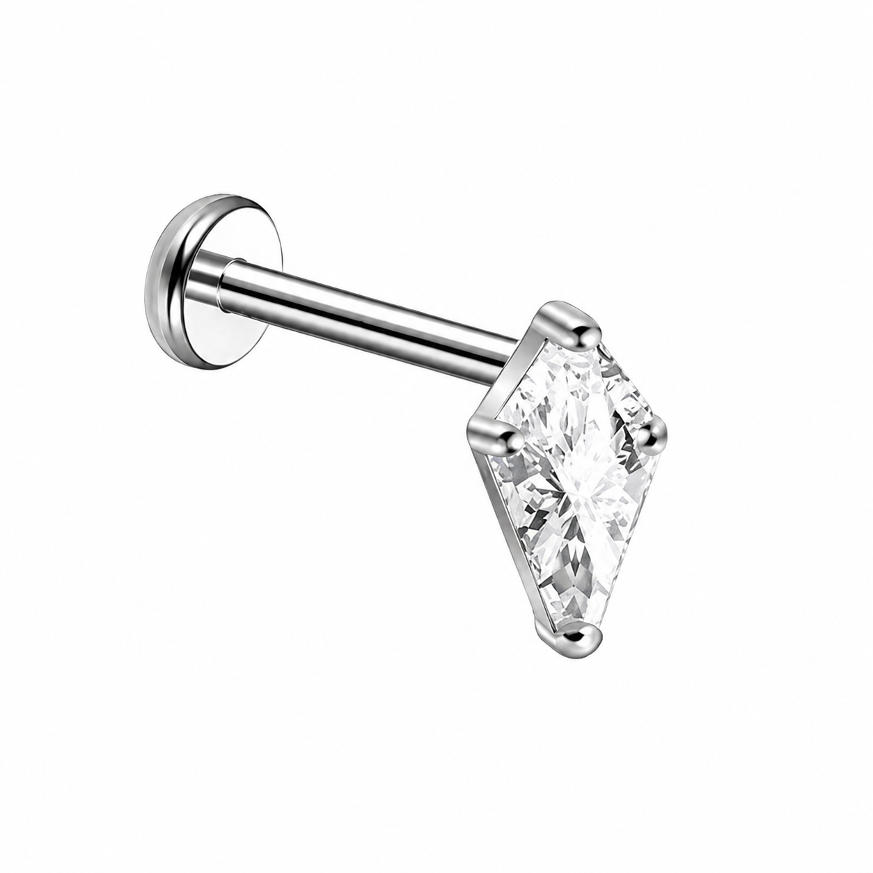 Titanium Kite CZ Flat Back Stud
