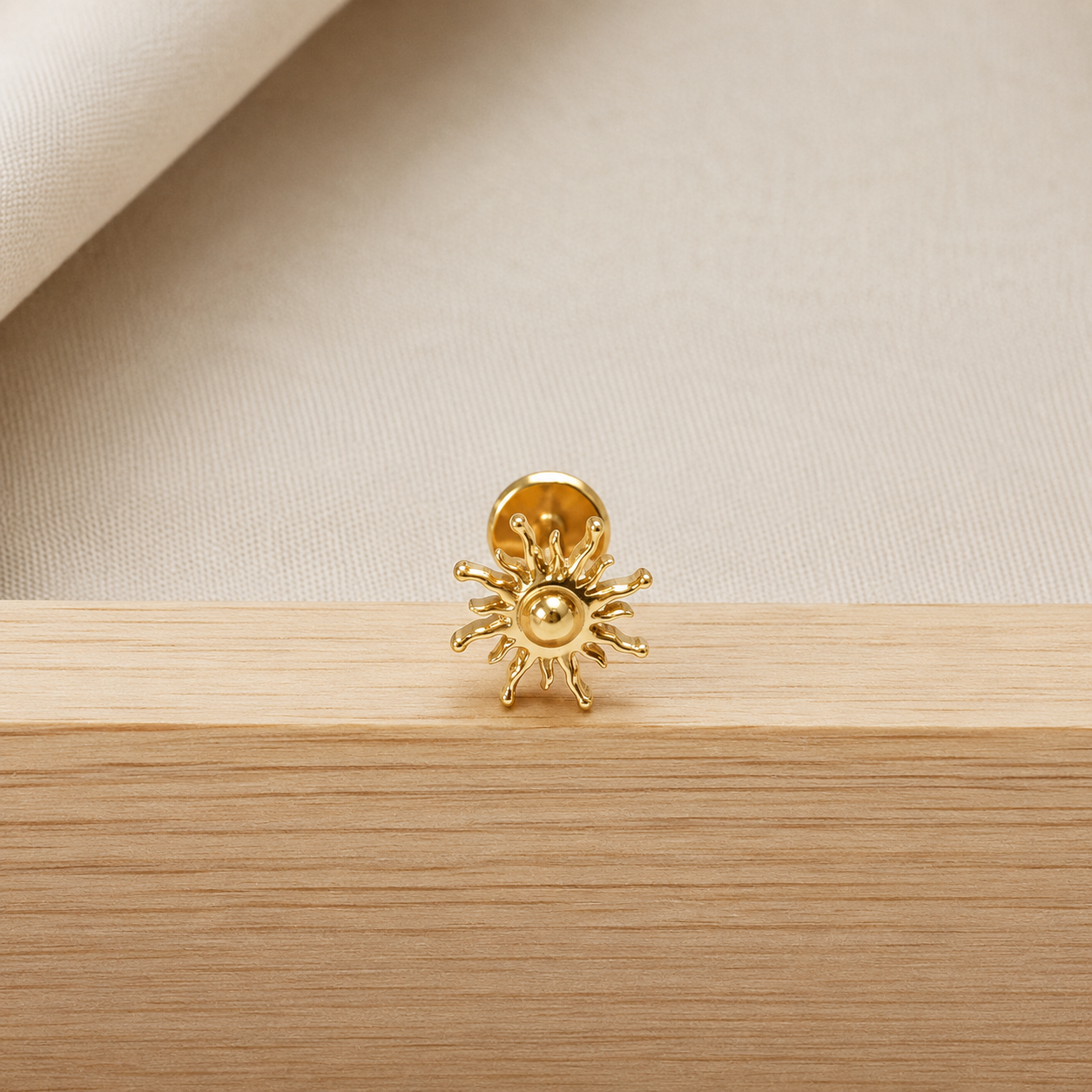F136 Titanium Sun Flat Back Stud