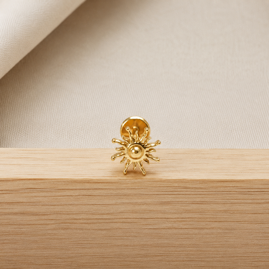 F136 Titanium Sun Flat Back Stud