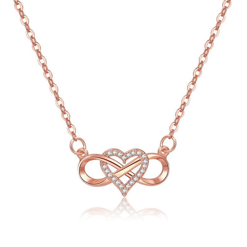 Sterling Silver Infinity with C.Z Heart Necklace