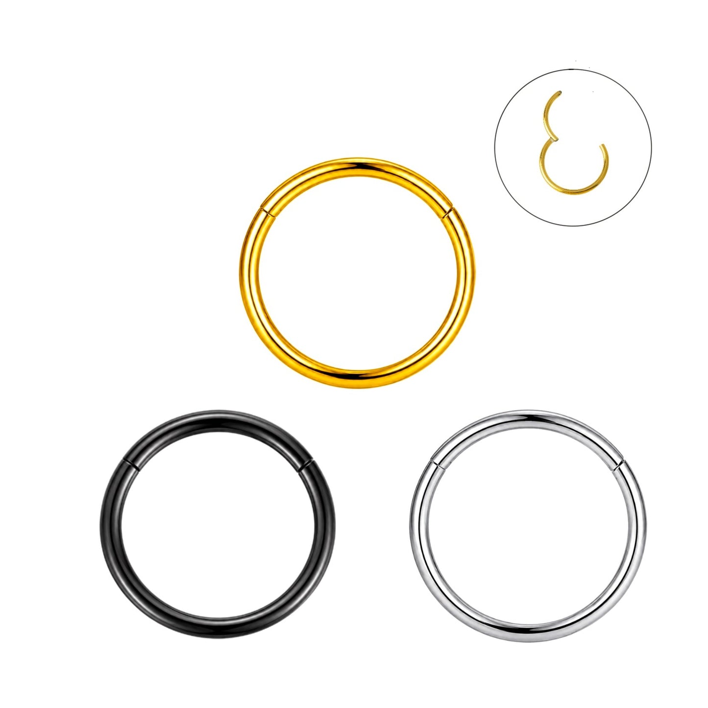 G23 Implant Grade Titanium Hinged Nose Hoop Ring