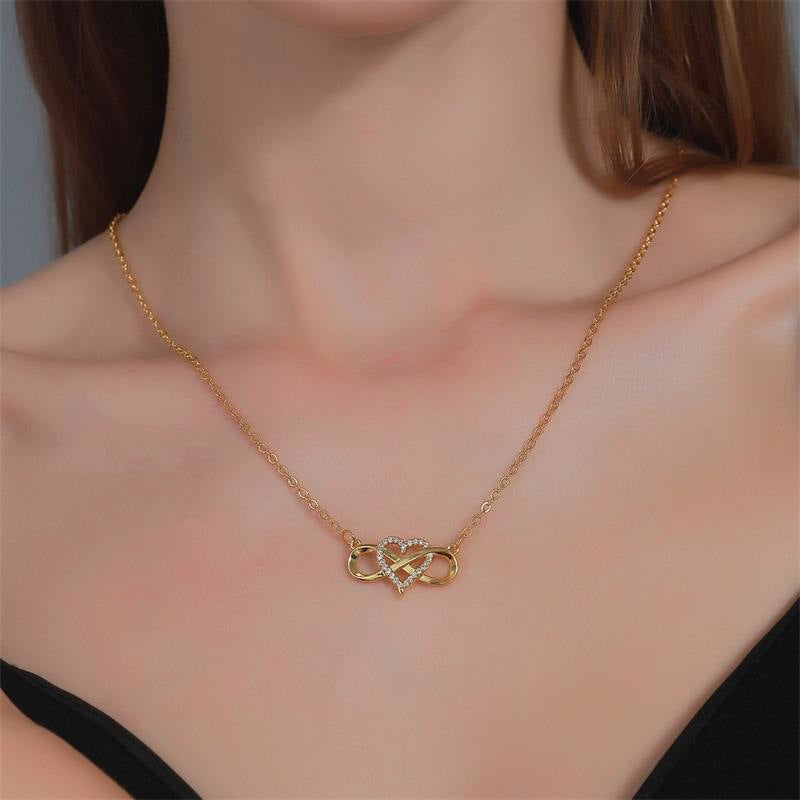 Sterling Silver Infinity with C.Z Heart Necklace