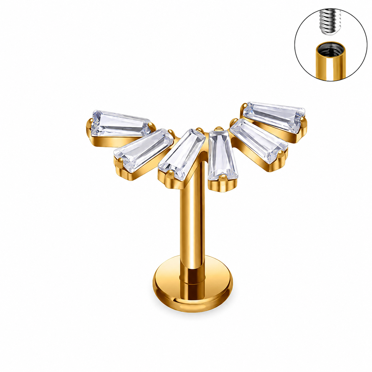 Titanium Fan CZ Flat Back Stud
