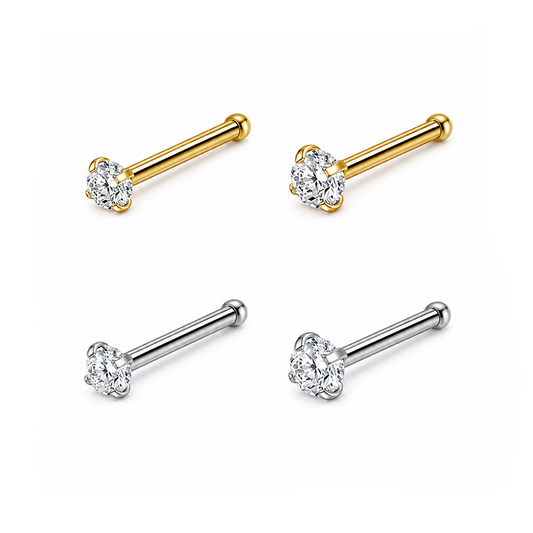 Straight Round CZ Nose Stud