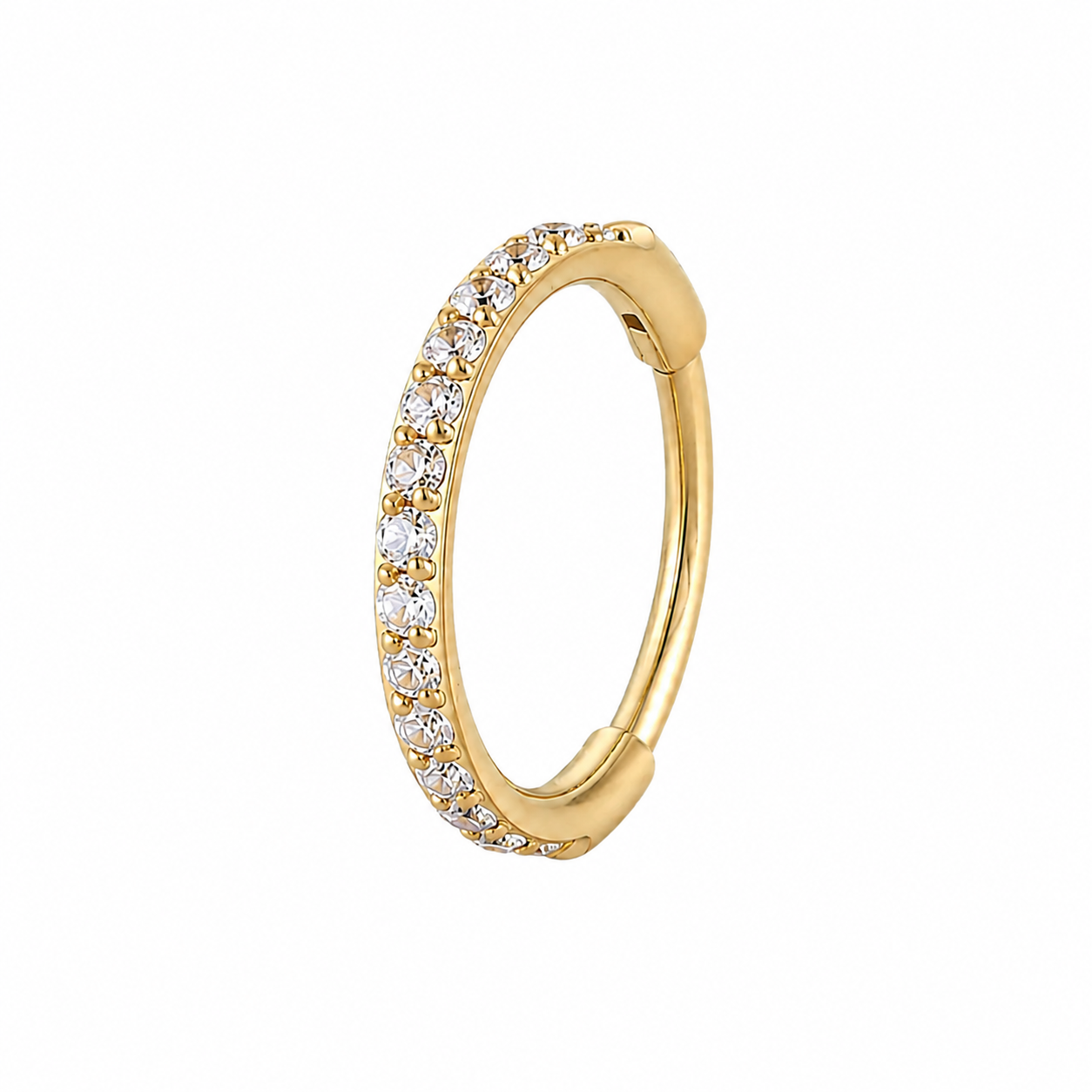 CZ Hinged Nose Hoop Ring – G23 Titanium
